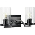 thumbnail image 1 of Lassiter Collection Two-Light Matte Black Clear Glass Modern Bath Vanity Light, 1 of 6