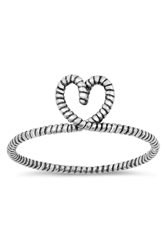 Lasso Heart Rope Love Ring .925 Sterling Silver Band Jewelry Female Male Unisex Size 4