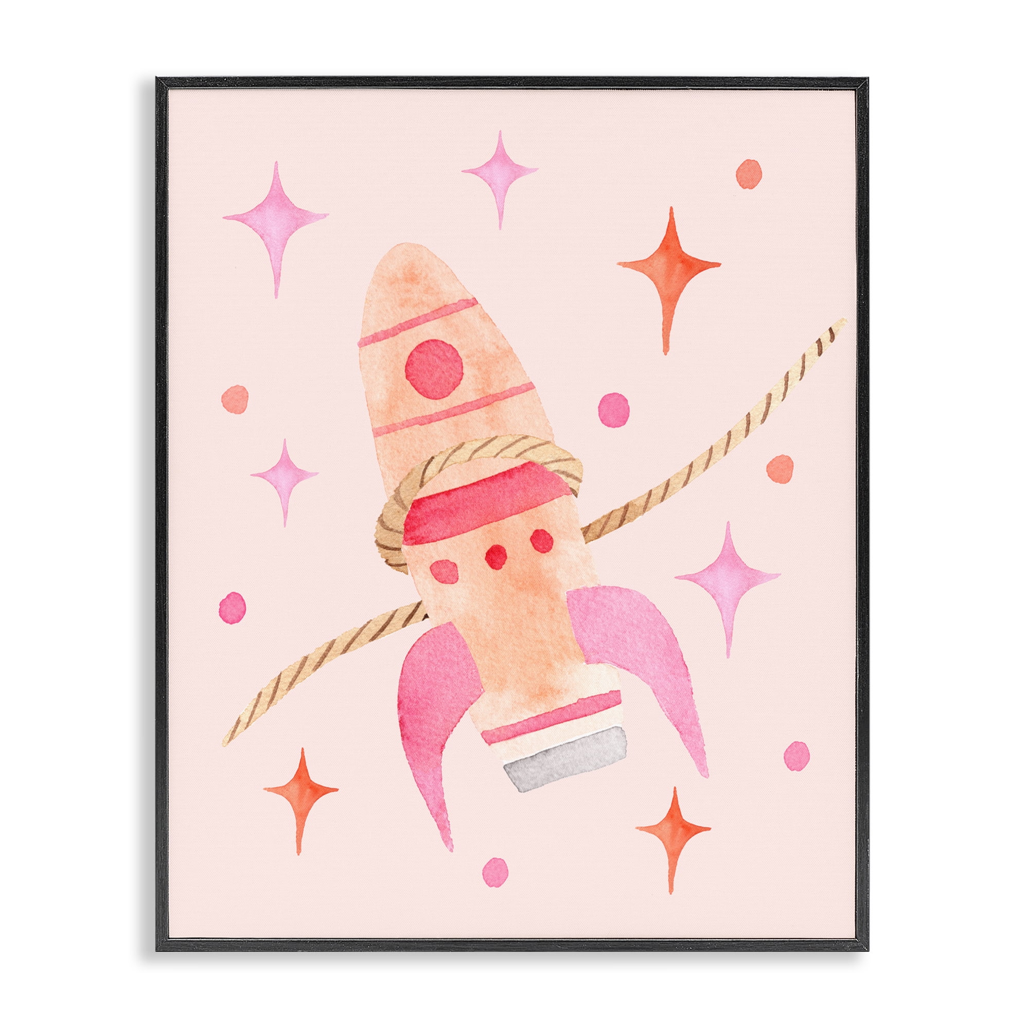 Lasso Rocket Ship Black Framed Giclee Art, design by Nina Jacobs