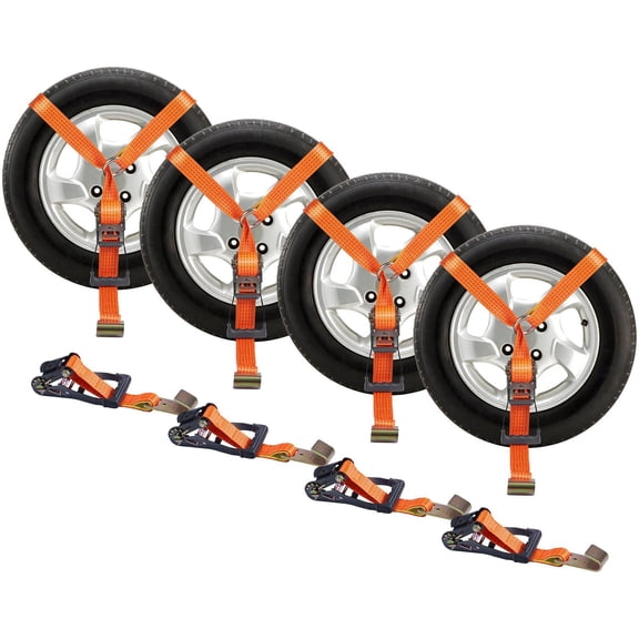 4-Pack 11023LB Break Strength Lasso Tie Downs  for ATV, UTV, Van, SUV  2" Wide Durable Straps