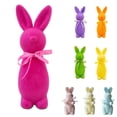 thumbnail image 1 of Kugisaki Easter Decorations Flocked Bunnies Figurine with Bow tie 8.8" Flocking Rabbit Tabletop Ornament for Easter Centerpieces for Spring Home Office Table Decor, Party Supplies(Bright Colors), 1 of 8