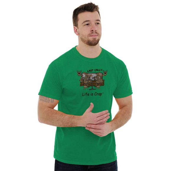 Last Call Funny Moose Hunter Hunt Men's Graphic T Shirt Tees Brisco Brands X