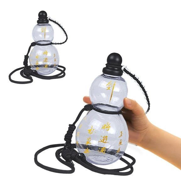 Last Chance 1 Set Of Gourd Water Bottles,Gourd Water Bottle Bright Transparent - Gold Sticker + Strap + Waist Rope + Cup Brush