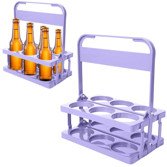 Last Chance 1 Wine Rack,Foldable Plastic Drink Holder Light Purple,Plastic Foldable Beer Rack Portable Half Dozen 6 Bottle Hand Held Basket Portable Wine Rack and Cup Holder