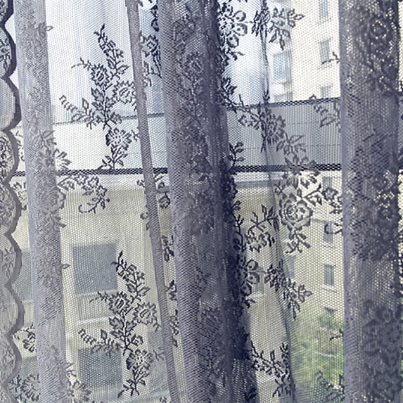 Last Chance 1 X Curtain,Warp Knitted Double Lace Curtains Gray,Flower Sheer Curtain Tulle Window Treatment Voile Drape Valance 1 Panel Fabric