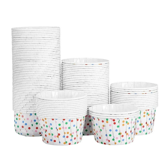 Last Chance 100 Pieces Polka Dot Paper Cups Disposable Dessert Bowls,100 Pcs Fluted Tube Pan Liner Nonstick Greaseproof Heat Paper Cake Pan Liners for Pie Scone Pineapple Disposable Cake Pan Liner