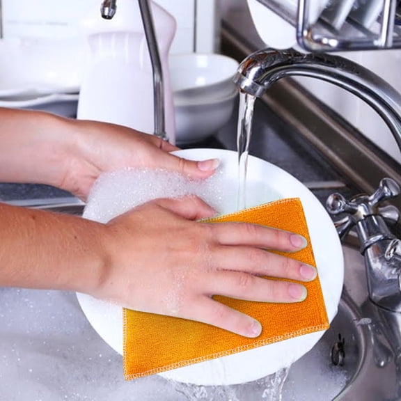 Last Chance 10X Dish Towels,10Pcs Dishwashing Towels for Washing Dishes and Pots Orange,10Pcs Daily Fiber Dish Towel Cleaning Thickened Cleaning Rag