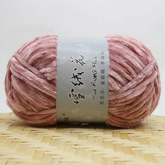 Last Chance 1X Ball Of Yarn,Edelweiss Gold Velvet Chenille Medium Thick Wool Yarn 04 Leather Powder,Gold Velvet Chenille Medium Thick Wool Thread Diy Crochet Sweater Scarf Line