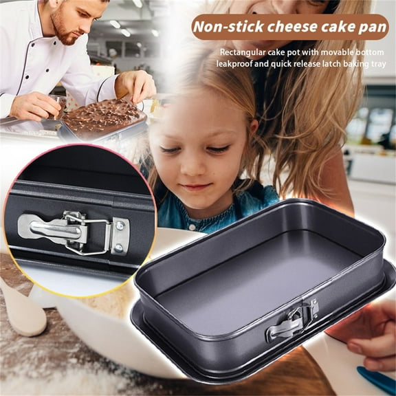Removable Rectangular Cheesecake Pan, Nonstick, for Kitchen, Dining Room, Bar,Removable Pan Cake with Pan Rectangle Springform Non-Stick Cheesecake Pan Kitchen，Dining & Bar,