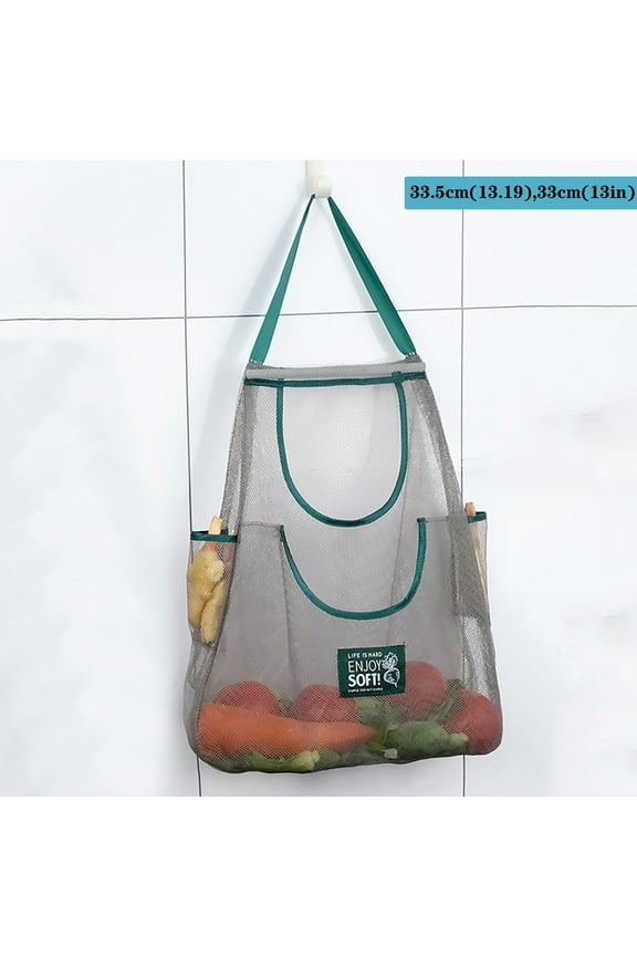 Last Chance 1X Storage Bag,Small-Household Fruit And Vegetable Net Bag Kitchen Wall-Mounted Storage Hanging Bag Handbag Portable Breathable Multi-Purpose Storage Hanging Bag With Side Pocket B