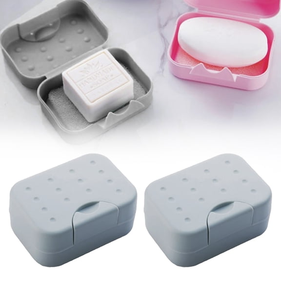 Last Chance 2X Soap Boxes,Soapbox Plus 2 System Pc Gray A,Portable Travel Soap Box Holder Plastic Soap Case Dish Container with Leachate Sponge for Bathroom Outdoor Hiking Camping Gym