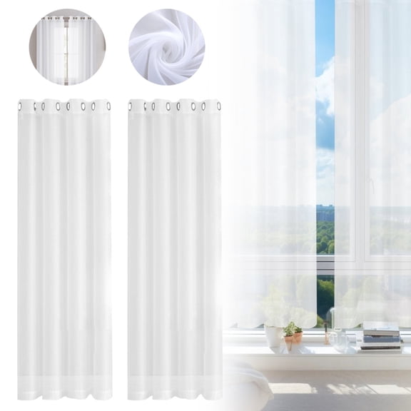 Last Chance 2X1*2.5M White Window Screen,White Window Screen,Home Decor Window Curtains Drape 2Pcs Panels Home Textiles