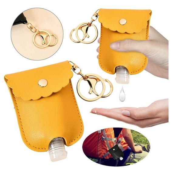 Last Chance 4* Bottling,4Pcs Yellow Bottle,Hand Sanitizer Holder Keychain Bottle Container with Cover for Outdoor Storage