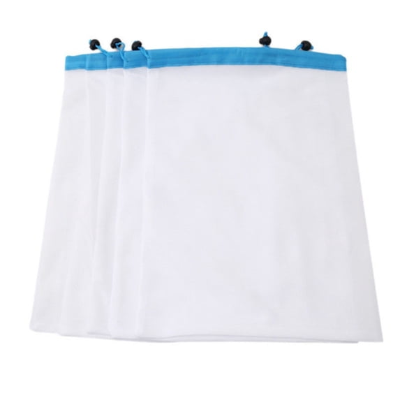 Last Chance 5*Storage Bag,Fruit Mesh Bag Blue,Reusable Produce Bags 5Pcs Washable Mesh Bags With Drawstring Vegetable Bag For Fruit Grocery Shopping Storage And Toys