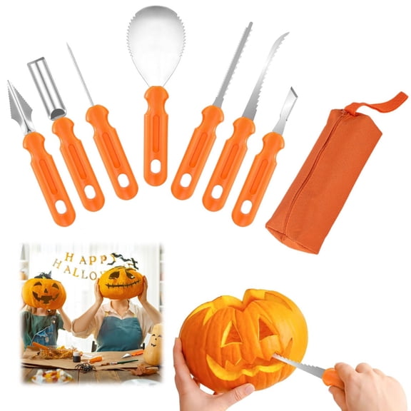 Last Chance 7X Carving Knives,Pumpkin Carving Tool Set,Pumpkin Carving Kit Stainless Carving Tools for Halloween 7 Piece Heavy Duty Jack O Decoration Sculpting Set for Adults and Kids