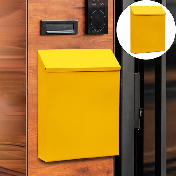 Last Chance Creative Iron Suggestion Box Yellow A,Wall Mounted Mailbox Drop Box With Lock Metal Postbox Wall Hanging Mail Box Newspaper Holder Box For Gate Outside House Decor White