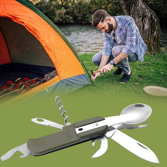 Last Chance Folding Knife*1,Multifunctional Folding Knife,Portable Multi Functional Detachable Folding fork and Spoon Set for Camping