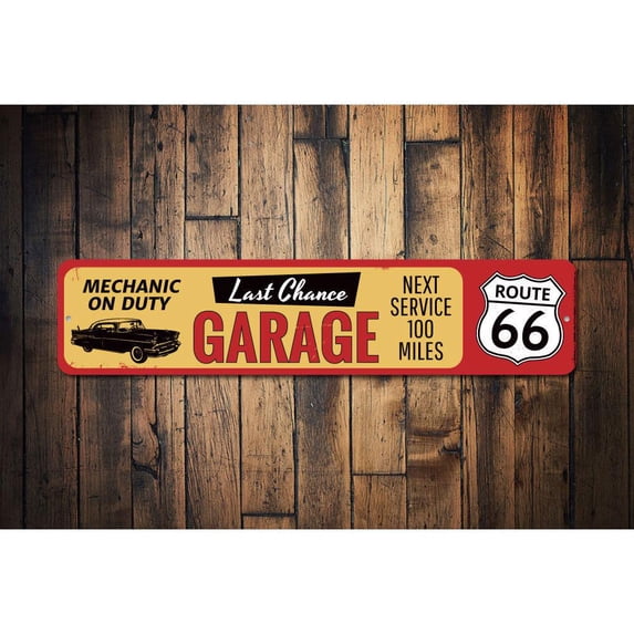 Last Chance Garage Route 66 Novelty Decor, Metal Wall Sign - 4x18 Inches