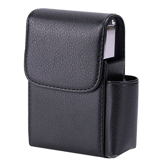 Last Chance Leather Cigarette Box*1,Leather Cigarette Box*1,Pu Leather And Holder Black Compact Design With Flip Top And Side Pocket Ideal For Carrying