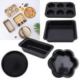 thumbnail image 1 of Last Chance Mold*1 Set (5 Molds + 1 Paper Box),Baking Tool Set Cake Mold Cake Mold Oven Pizza Pan Mousse Chocolate Baking Supplies Set Plum Blossom Movable Bottom 5-Piece Set Black, 1 of 5