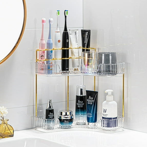 Last Chance A Storage Rack,Washbasin Storage Box D,Light Toothbrush Holder No Need For Punching Suitable For Washstands. Can Hold Toothbrushes Mouthwash Cups Cosmetics. Bathroom Storage Shelf.