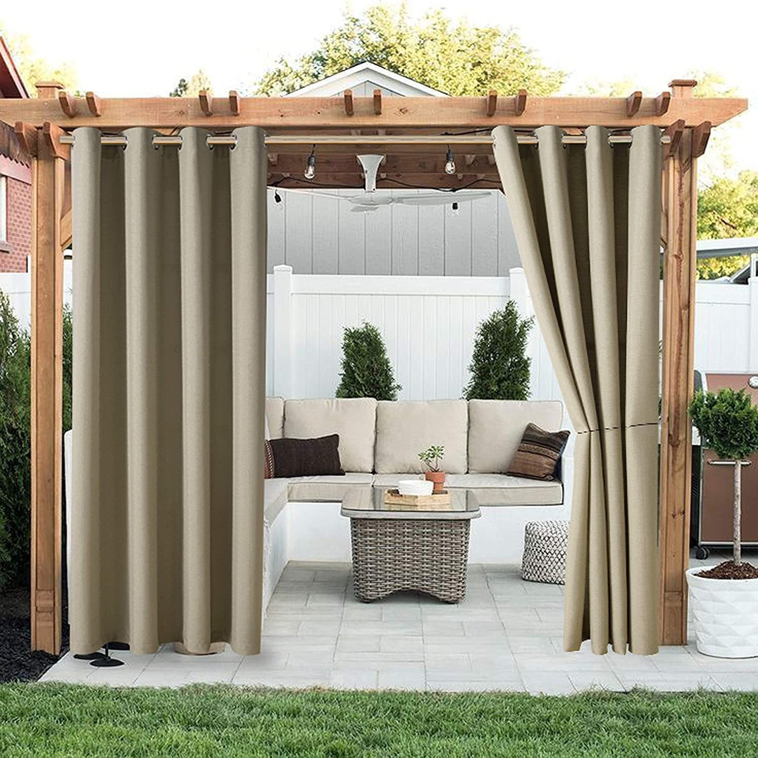 Last Chance Waterproof Outdoor Gazebo Patio Curtains Thermal Insulation Blackout Curtains For Living Room And Kitchen,Waterproof Outdoor Pavilion Terrace Curtain Thermal Insulation Shading Curtain
