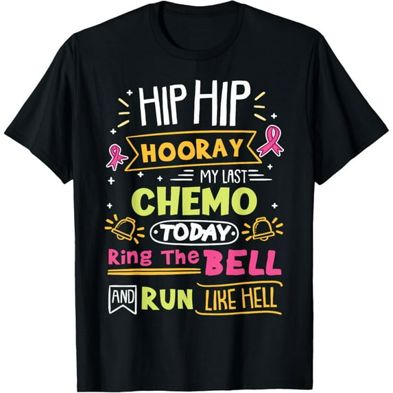 Last Chemo Today Ring The Bell Breast Cancer Warrior T-ShirtMen and women, Black T-shirt, size: Extra large