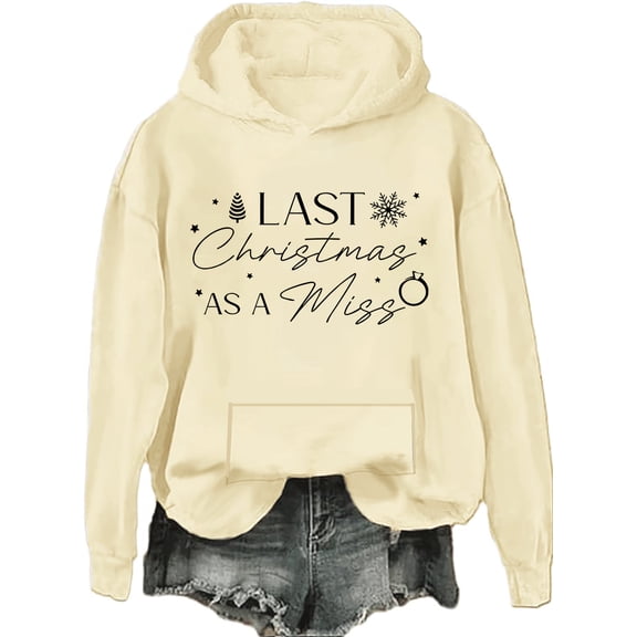Last Christmas As A Miss Hoodie Christmas Bride Sweatshirts Future Mrs Long Sleeve Shirts For Women