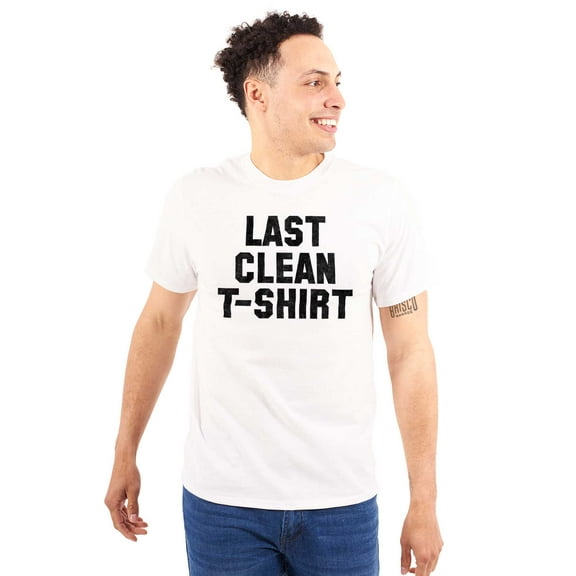 Last Clean T Shirt Laundry Day Humor Plus Size Crewneck Graphic Tee Shirt Brisco Brands 3X