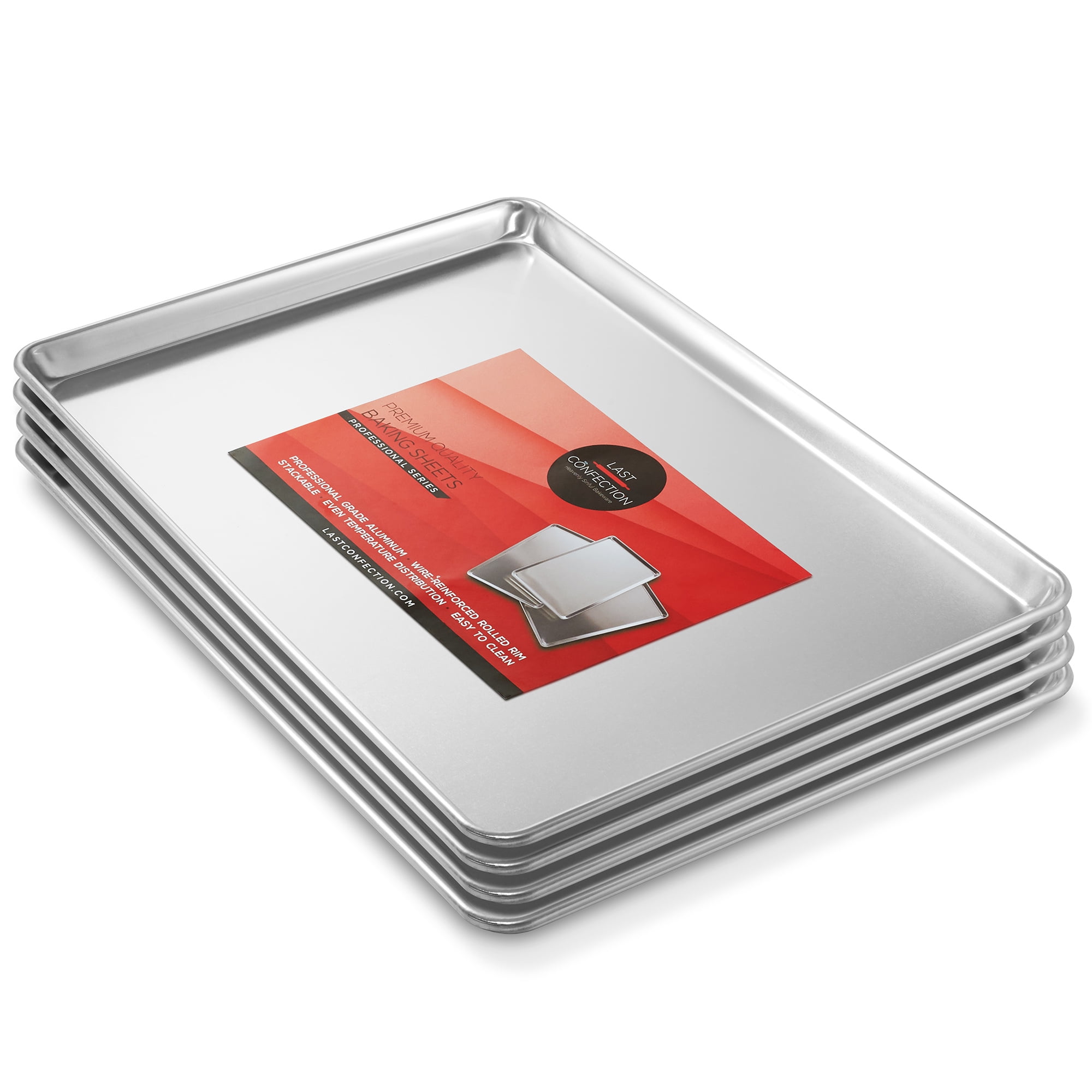 "Last Confection 18""x26"" Aluminum Baking Pans - Set of 4, Commercial