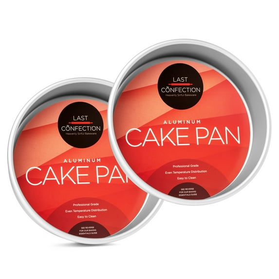 Last Confection 8 x 2 Inch Round Cake Pans, Set of 2 Anodized Aluminum Cake Pan Baking Tins, Professional Bakeware