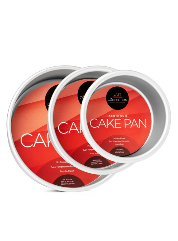 Last Confection 3-Piece Round Cake Pan Set - 4", 6" and 8" Aluminum Pans - 2" Deep