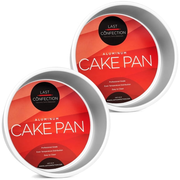 Last Confection 7 x 3 Inch Round Cake Pans, Set of 2 Anodized Aluminum Cake Pan Baking Tins, Professional Bakeware