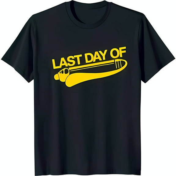 Last Day Of Broken Pencil Black T-Shirt Fun Graphic Tee for Students