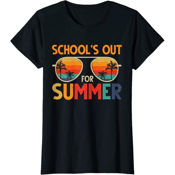 Last Day Of School Retro Schools Out For Summer Teacher Gift T-Shirt Men's and Women's Branded Cotton T-Shirt Summer Branded Cotton Shirt Unique Short Sleeve Hip Hop Rapper T-Shirt Men Clothing Top
