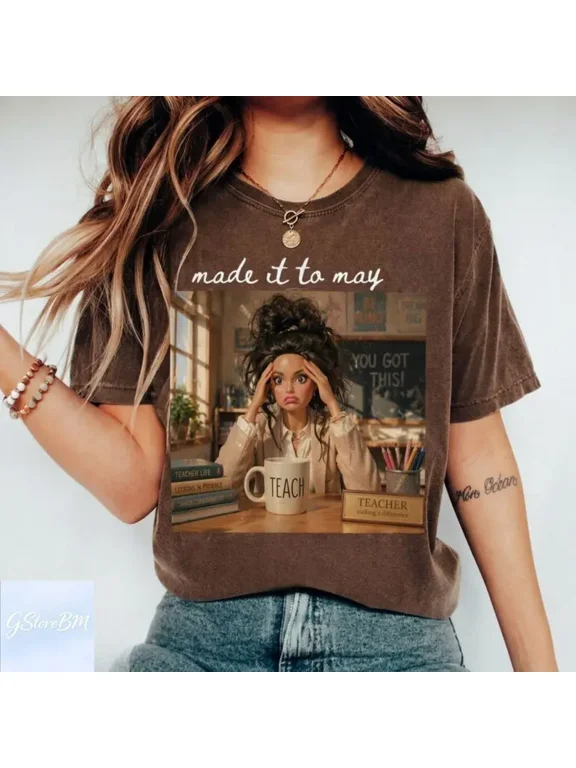 Last Day Of School Teacher Doll Face Meme Unisex Graphic T-Shirt, Short Sleeve Crew Neck Tee, Casual Everyday Streetwear Top, Gift for Men Women