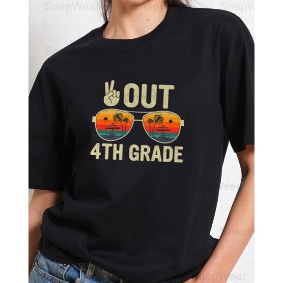 Last Day School Peace Out 4th Grade Graduation Student Summer Break T-Shirt Unisex, up to 5XL