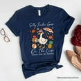 thumbnail image 1 of Last Day Teacher Goose T-Shirt, Tropical Summer Break Navy, White, and Natural Tee for Fun and Quirky Educators, 1 of 8