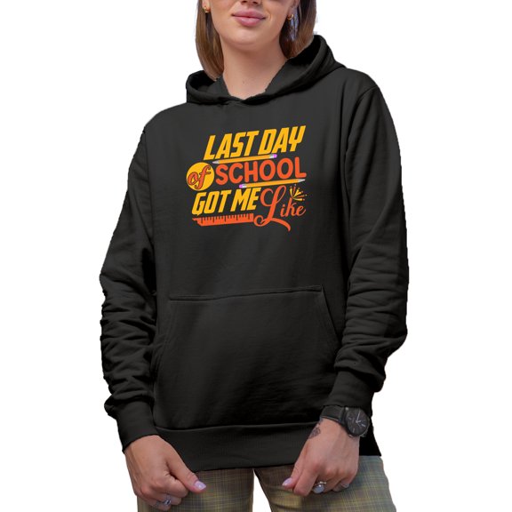 Last Day of School, 100th Day of School, Black Hooded Sweatshirt or Hoodie, 2XL