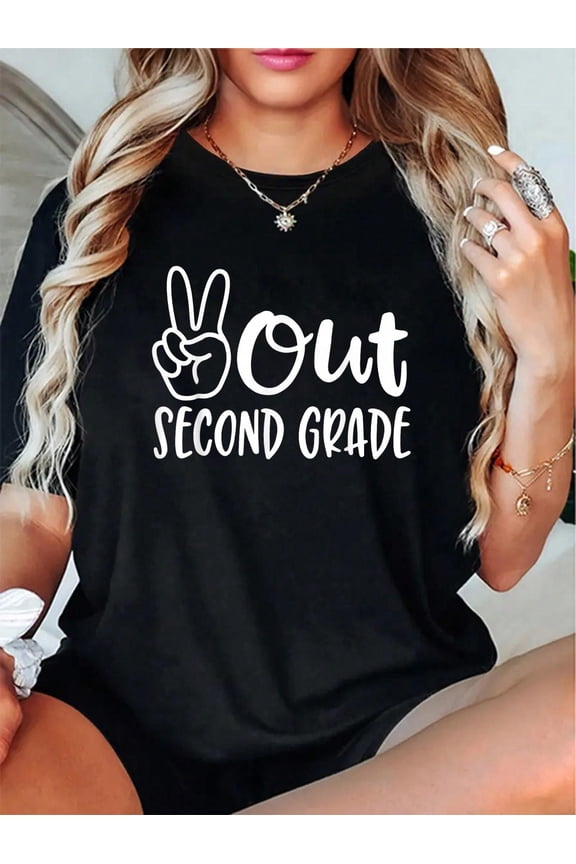 Last Day of School Peace Out 2nd Second Grade Teacher Kids T-Shirt