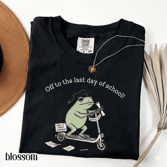 Last Day of School Teacher Shirt, Funny Frog Teacher Tee, Summer Break Educator T-Shirt, Kindergarten Teacher Shirt