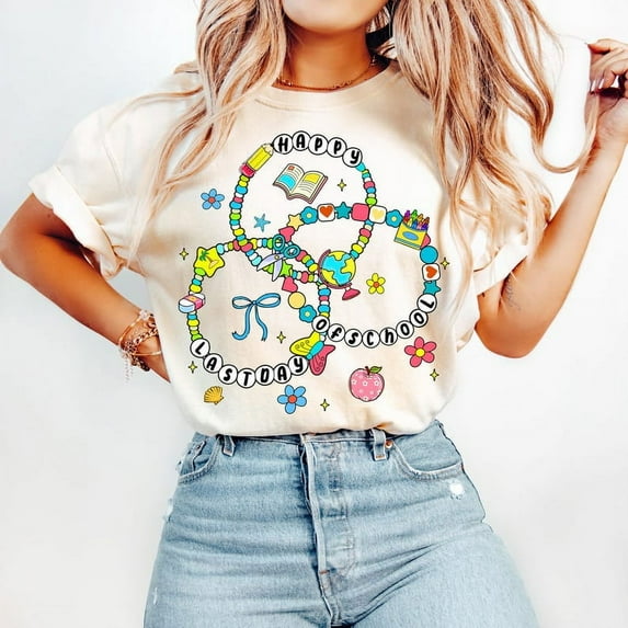 Last Day of School Teacher T-Shirt, Retro Summer School Break Tee, Preppy Appreciation Shirt, Pencil Graphic Tee