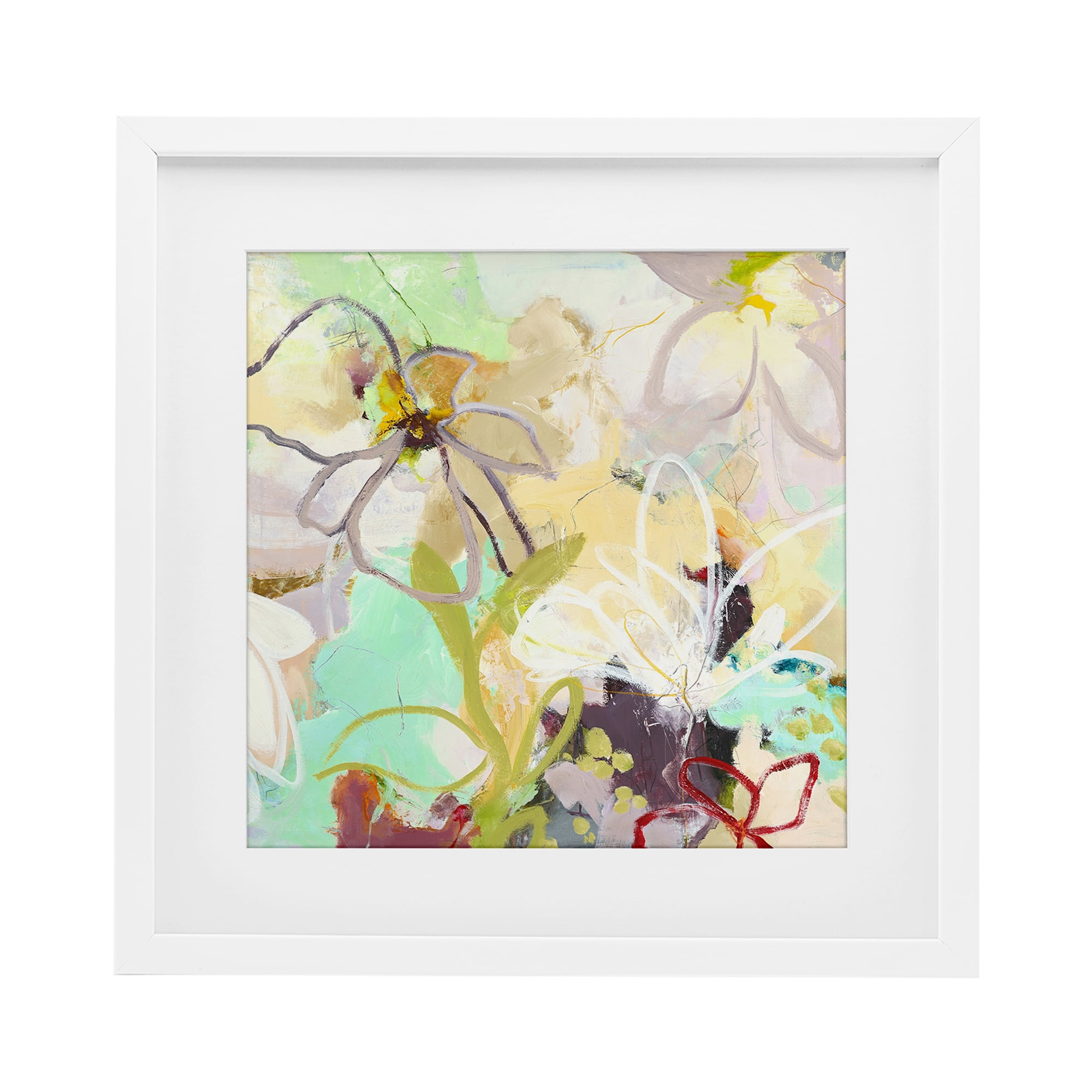Last Days Of Spring Abstract White Framed Print Under Glass, design by Design Fabrikken