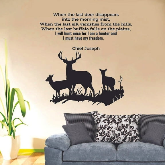 When The Last Deer Disappears Quote Hunting Hunter Huntsman Hunt Forest Animal Quotes Wall Decal Sticker Vinyl Art Mural for Girls / Boys Home Room Walls Bedroom House Decor Decoration (10x10 inch)