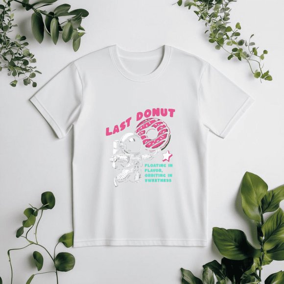 Last Donut in Space Funny Astronaut Graphic, Cool Sci-Fi Foodie Gift for Galaxy & NASA Fans Unisex T-Shirt, up to size 5XL