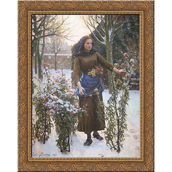 Last Flowers 24x20 Gold Ornate Wood Framed Canvas Art by Jules Breton