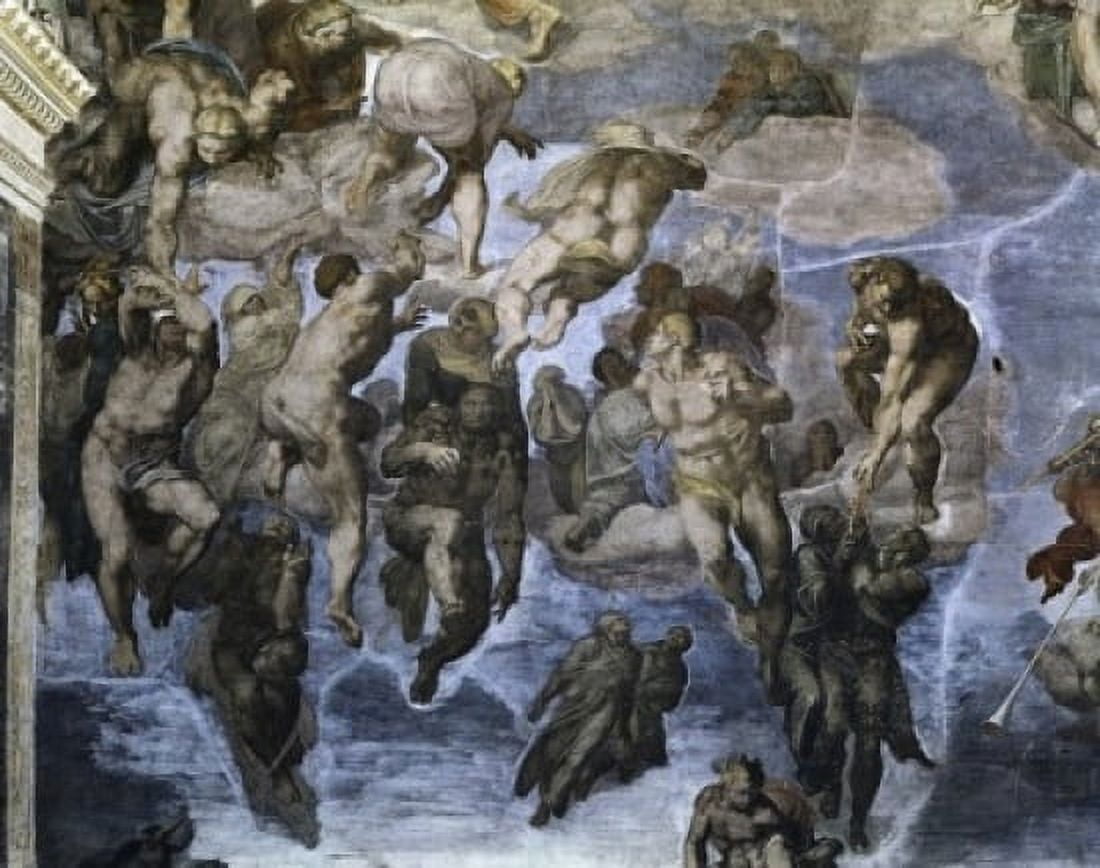 Last Judgement - Detail Michelangelo Buonarroti 1475-1564 Florentine Sistine Chapel Vatican Rome Canvas Art - Michelangelo Buonarroti (24 x 36)