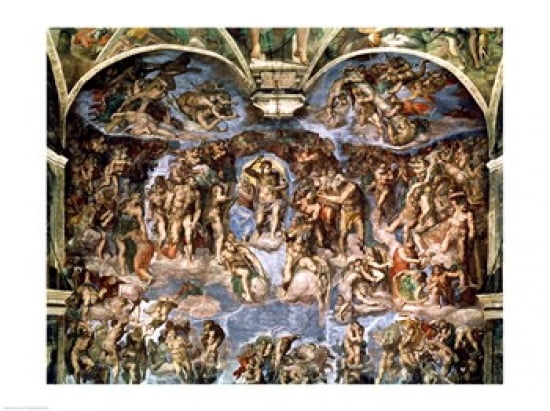 Last Judgement from the Sistine Chapel 1538-41 Canvas Art - Michelangelo Buonarroti (24 x 18)