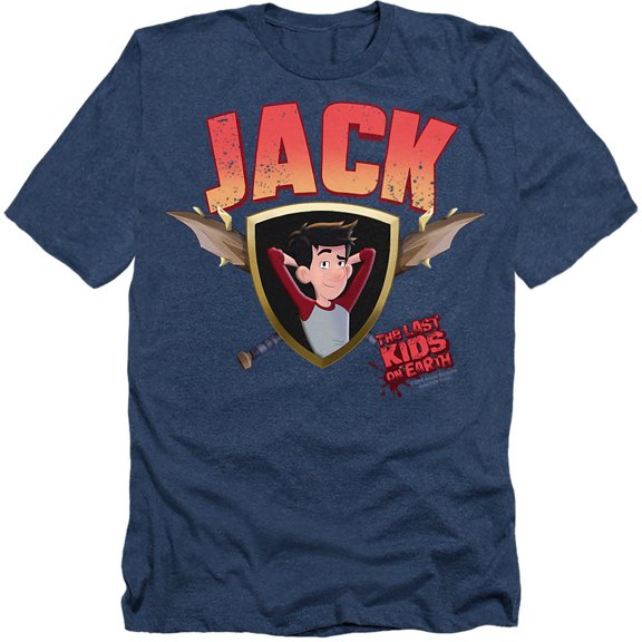 Last Kids on Earth Jack Badge Unisex Adult Heather T Shirt, Navy Heather, Medium