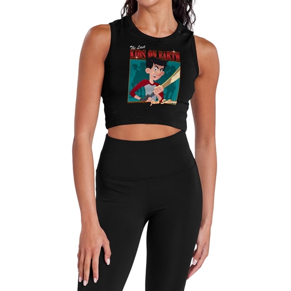 Last Kids on Earth Jack Bootleg Women's Sleeveless Crop Top Tank, Black, Medium